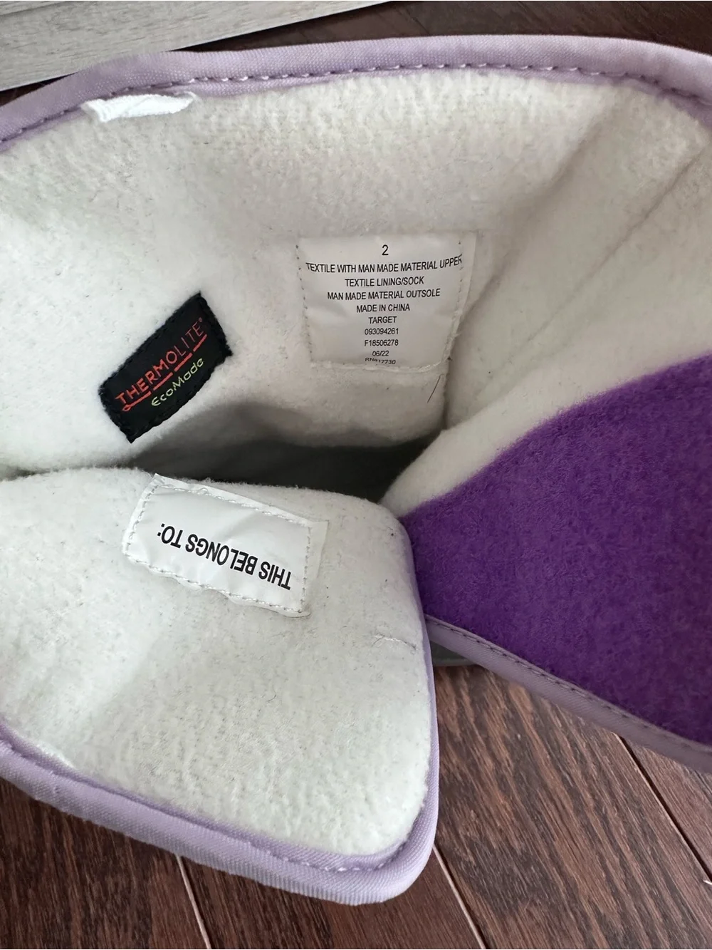 Cat & Jack little girls size 2 purple/grey winter/snow boots